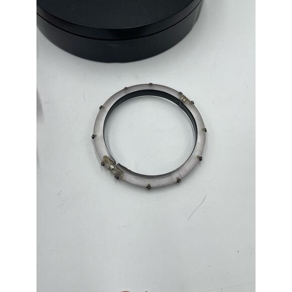 Alexis Bittar Neo Bohemian' Brown Gray Lucite‎ & Crystal Hinge Cuff Bracelet - Picture 11 of 16